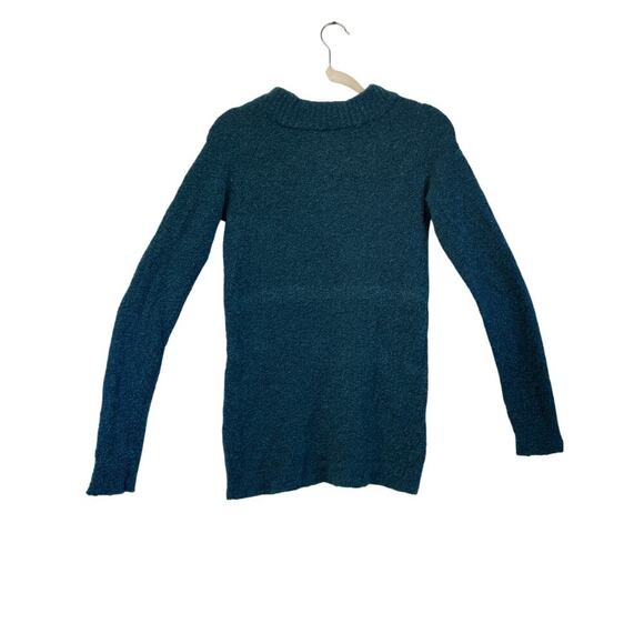 Talbots Womens M Teal Crew Neck Wool Blend Office Wear Cozy FLAW - Picture 2 of 9